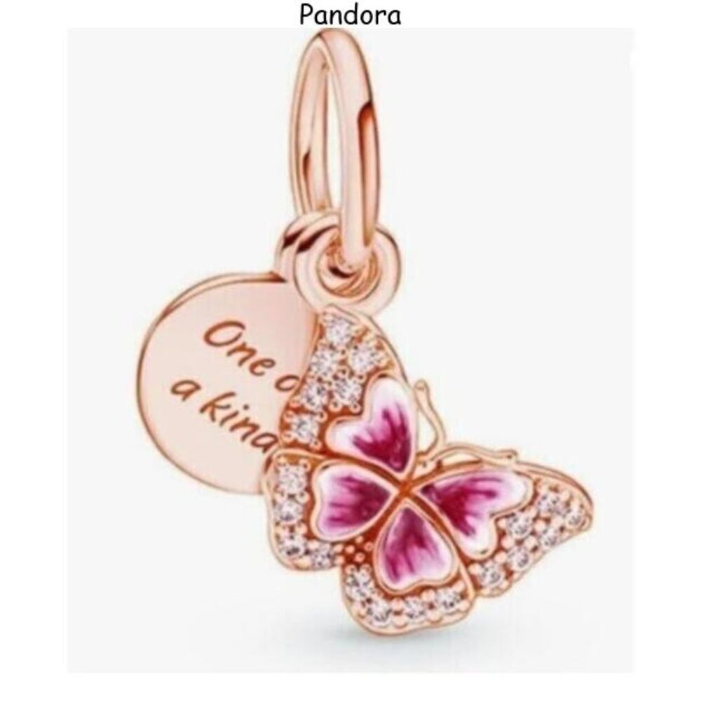 Pandora Rose Gold and Pink Butterfly Bracelet Charm